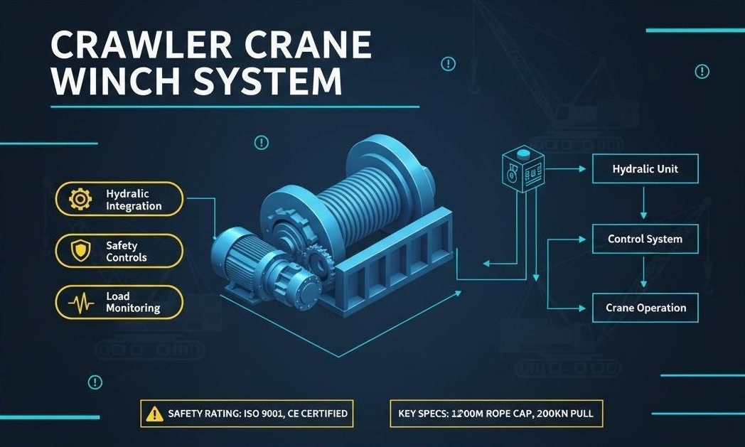 Hydraulic Winch for Crawler Crane Installation： Integration with Hydraulic System and Safety Controls