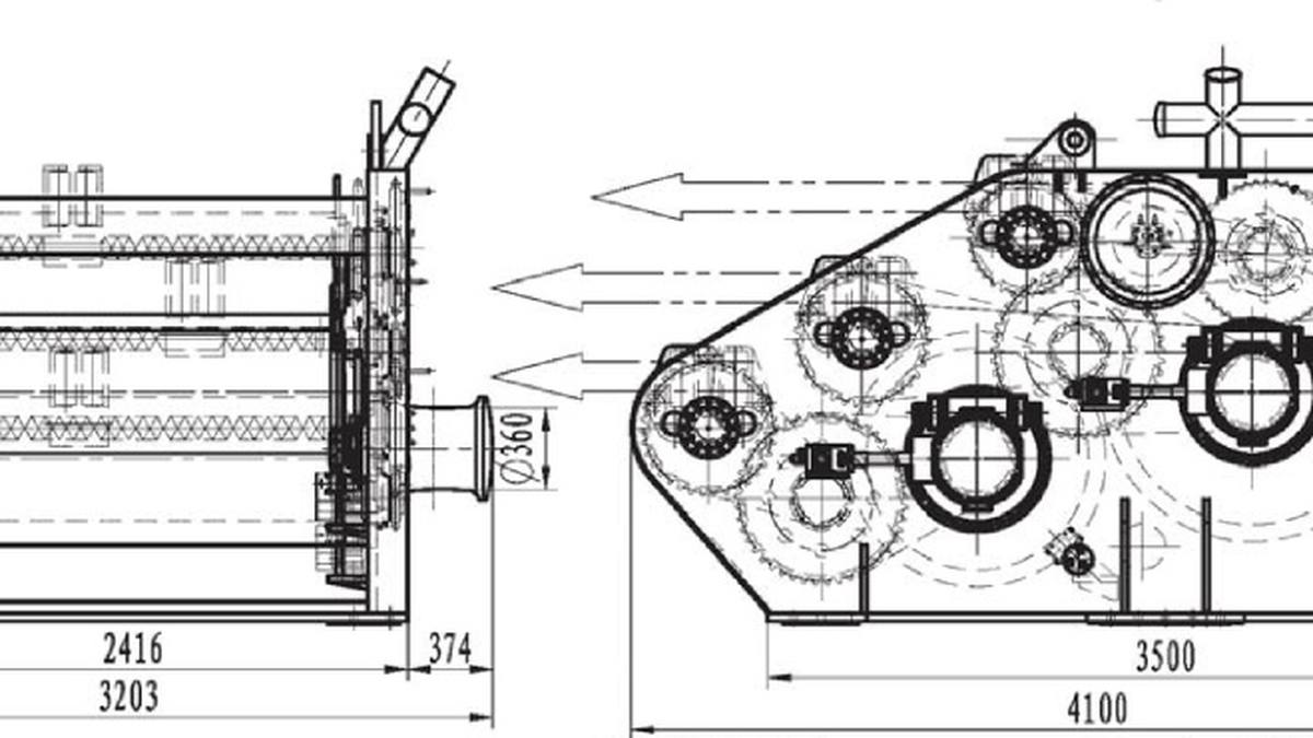 IYM-series hydraulic anchor winch configuration installed on a Southeast Asian purse seiner deck